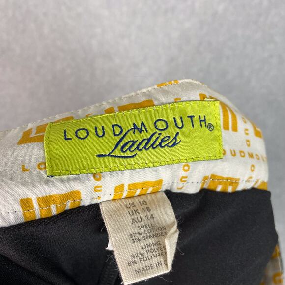 Loudmouth Golf Skort Womens 10 Black White Paisley Skull All Over Print Pockets - Picture 10 of 10